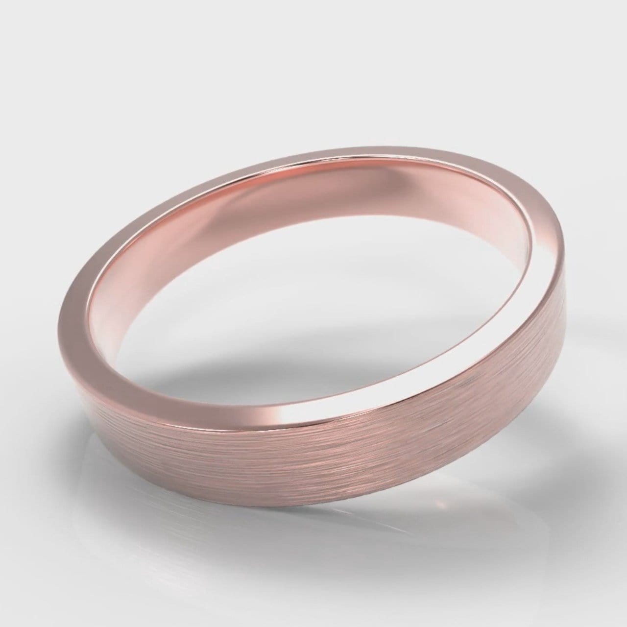 4mm Flat Top Comfort Fit Brushed Wedding Ring - Rose Gold