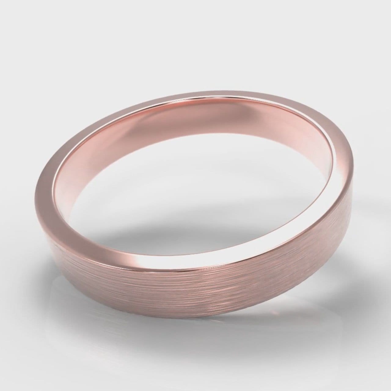 4mm Flat Top Comfort Fit Brushed Wedding Ring - Rose Gold
