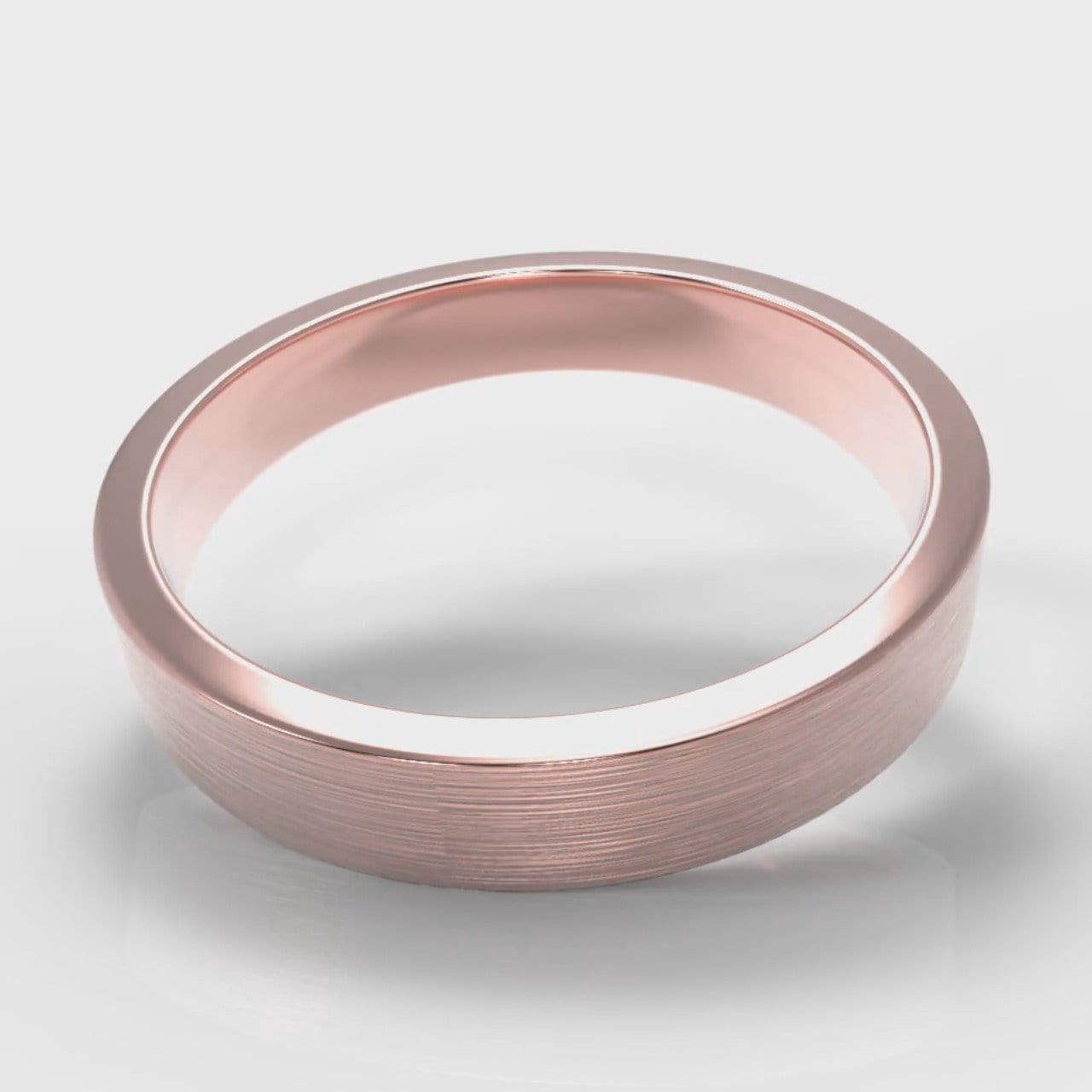 4mm Flat Top Comfort Fit Brushed Wedding Ring - Rose Gold