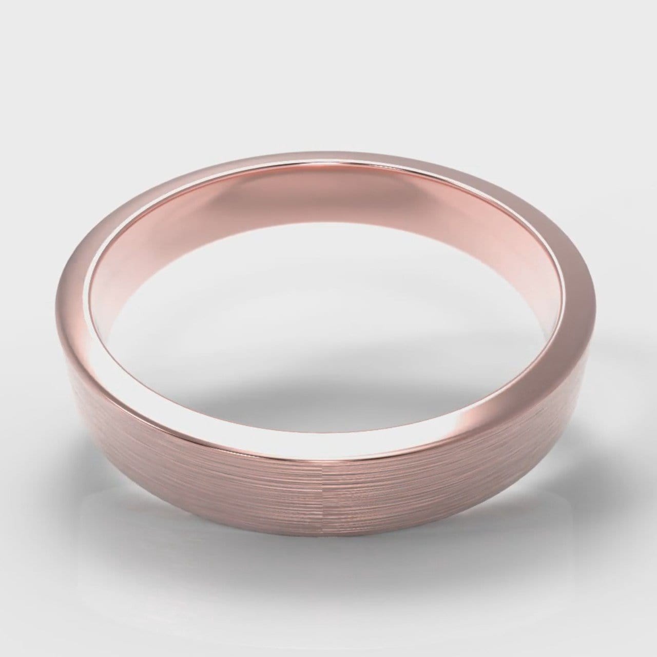 4mm Flat Top Comfort Fit Brushed Wedding Ring - Rose Gold