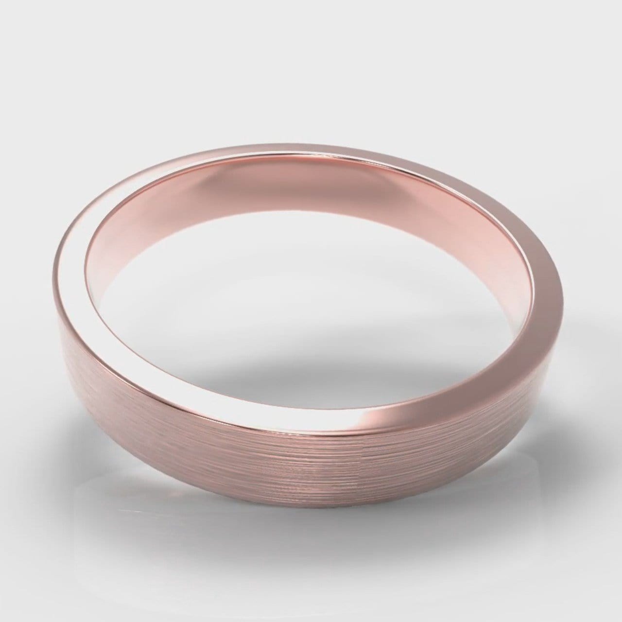 4mm Flat Top Comfort Fit Brushed Wedding Ring - Rose Gold