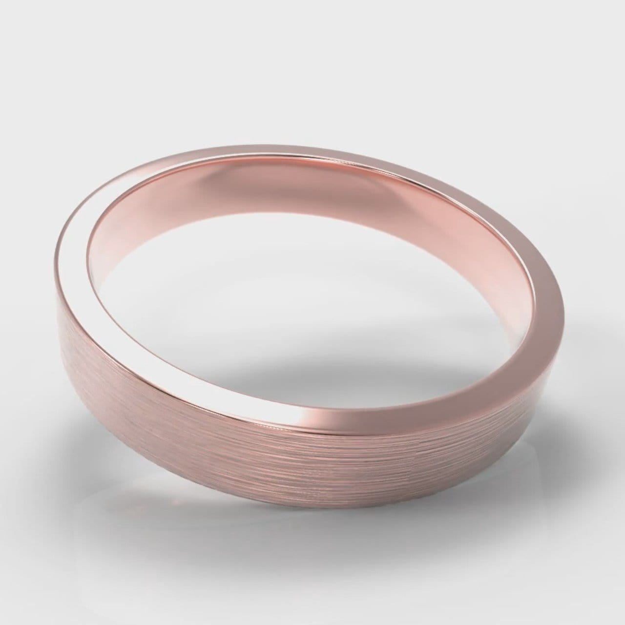 4mm Flat Top Comfort Fit Brushed Wedding Ring - Rose Gold