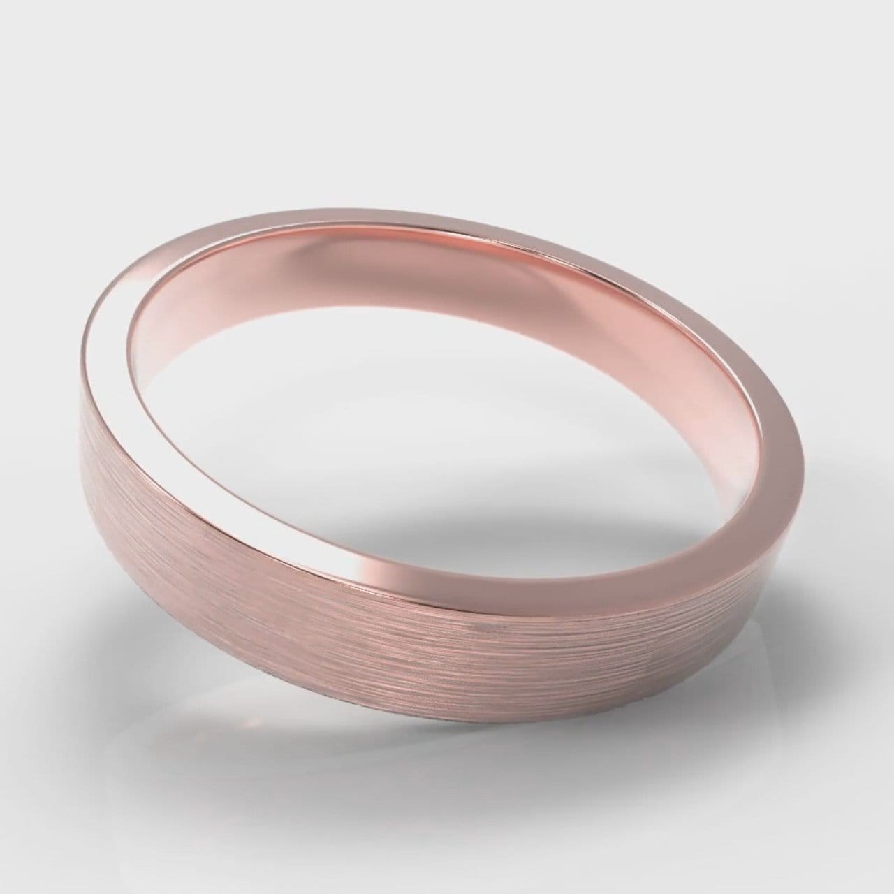 4mm Flat Top Comfort Fit Brushed Wedding Ring - Rose Gold