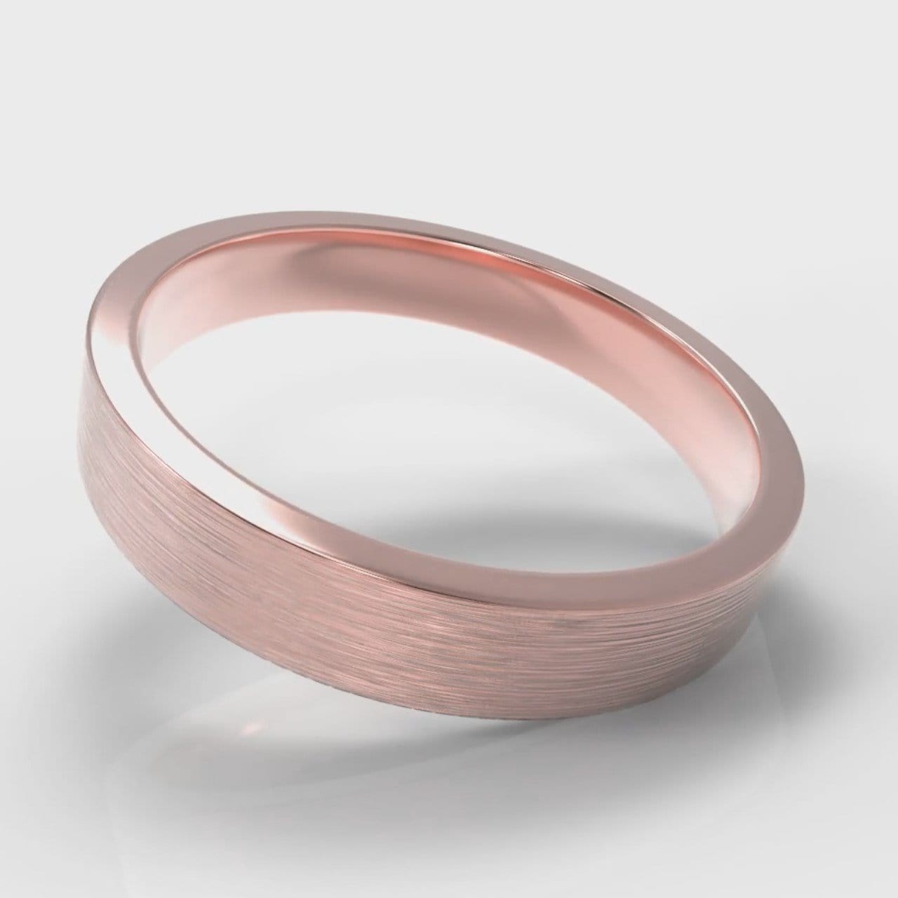 4mm Flat Top Comfort Fit Brushed Wedding Ring - Rose Gold