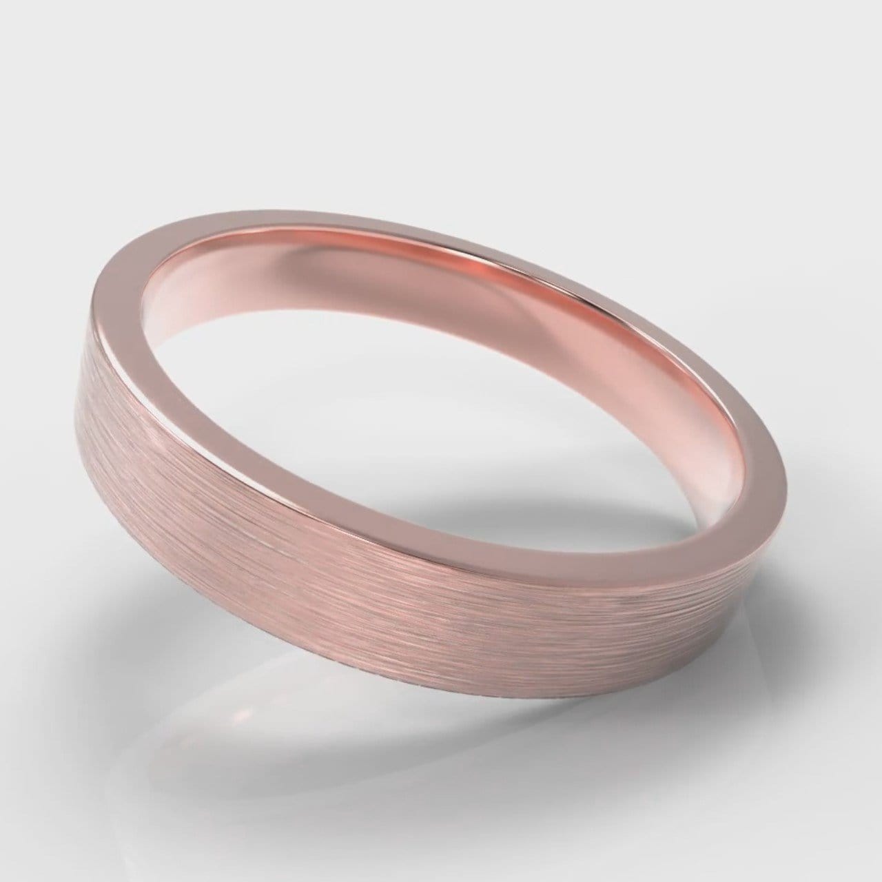 4mm Flat Top Comfort Fit Brushed Wedding Ring - Rose Gold