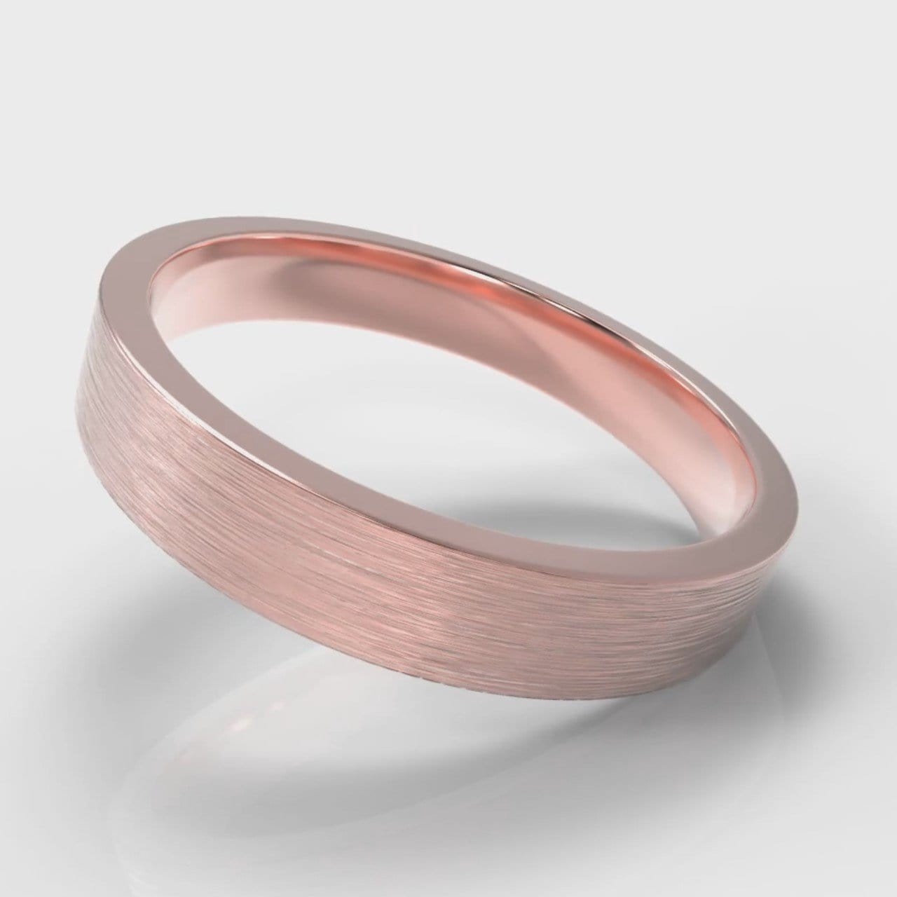 4mm Flat Top Comfort Fit Brushed Wedding Ring - Rose Gold
