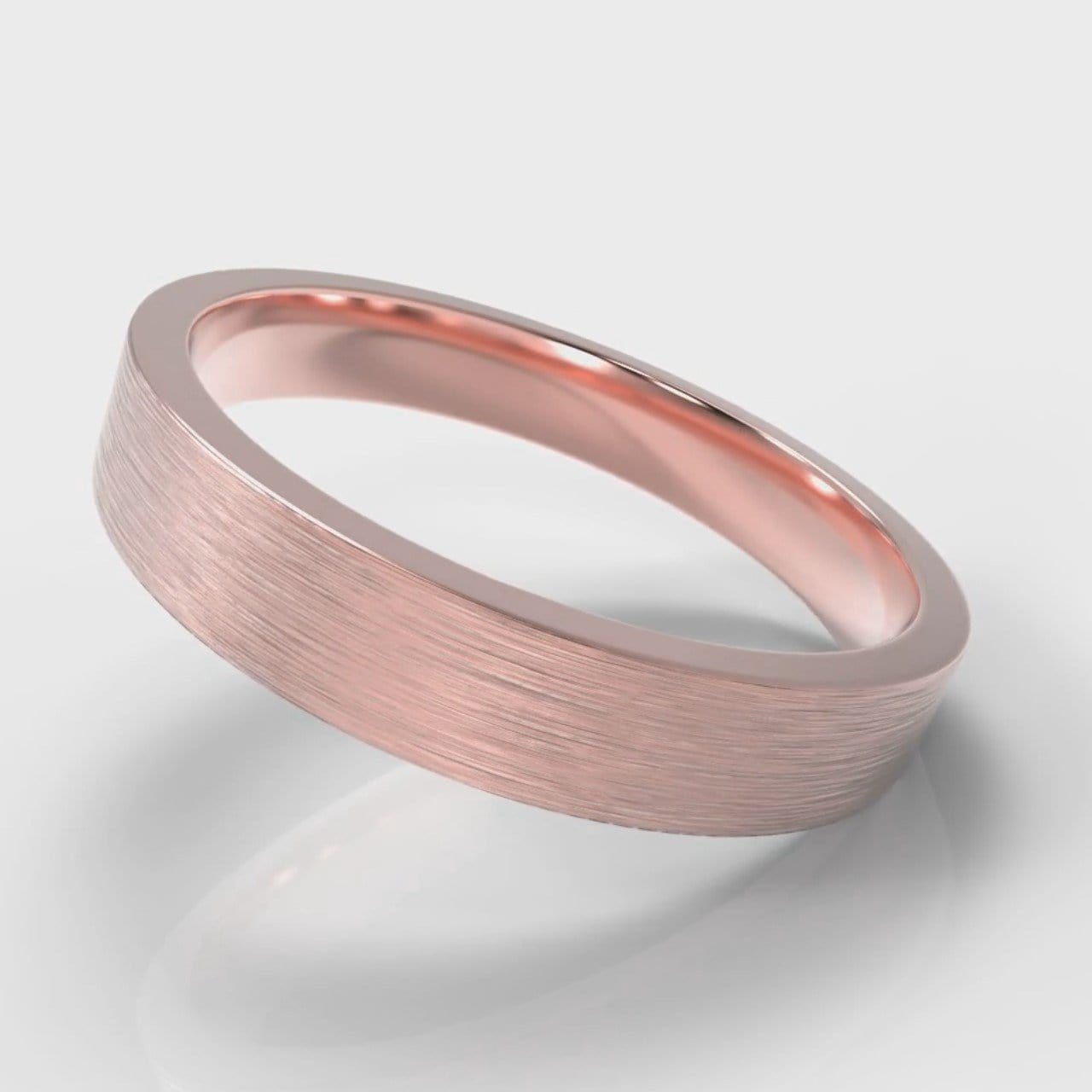 4mm Flat Top Comfort Fit Brushed Wedding Ring - Rose Gold