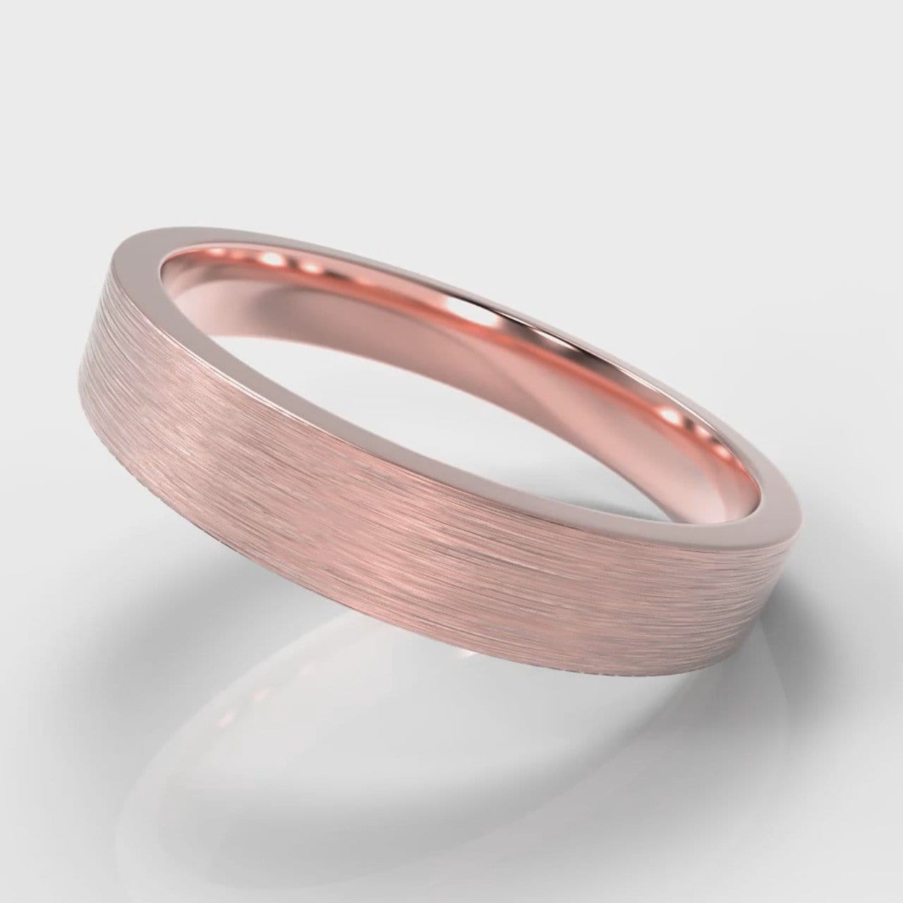 4mm Flat Top Comfort Fit Brushed Wedding Ring - Rose Gold