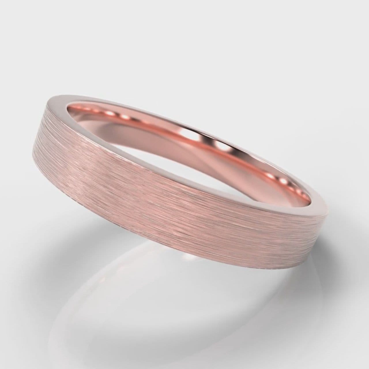 4mm Flat Top Comfort Fit Brushed Wedding Ring - Rose Gold