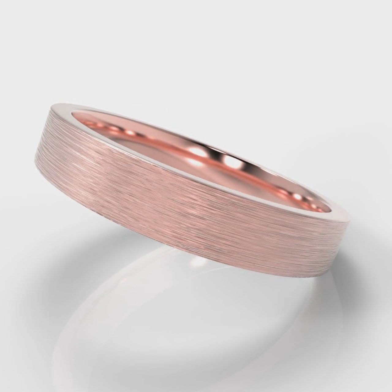 4mm Flat Top Comfort Fit Brushed Wedding Ring - Rose Gold