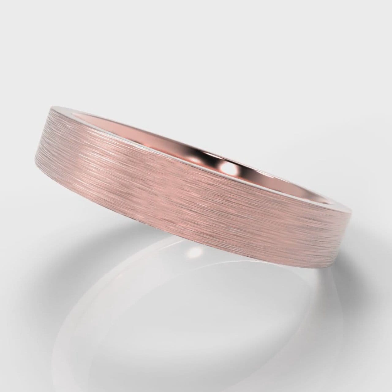 4mm Flat Top Comfort Fit Brushed Wedding Ring - Rose Gold