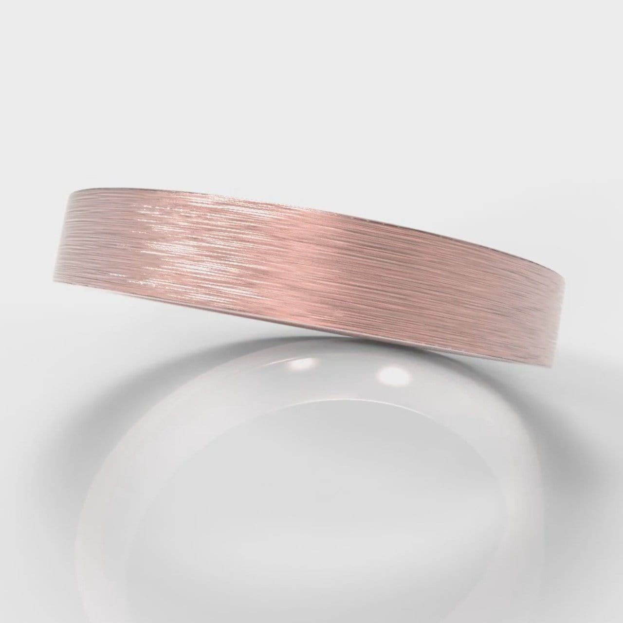 4mm Flat Top Comfort Fit Brushed Wedding Ring - Rose Gold