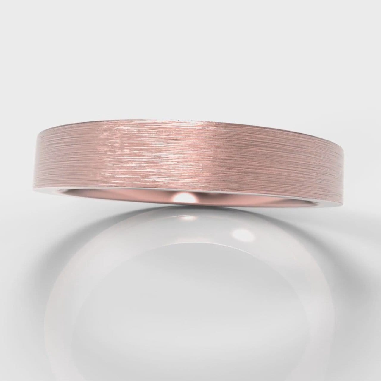 4mm Flat Top Comfort Fit Brushed Wedding Ring - Rose Gold
