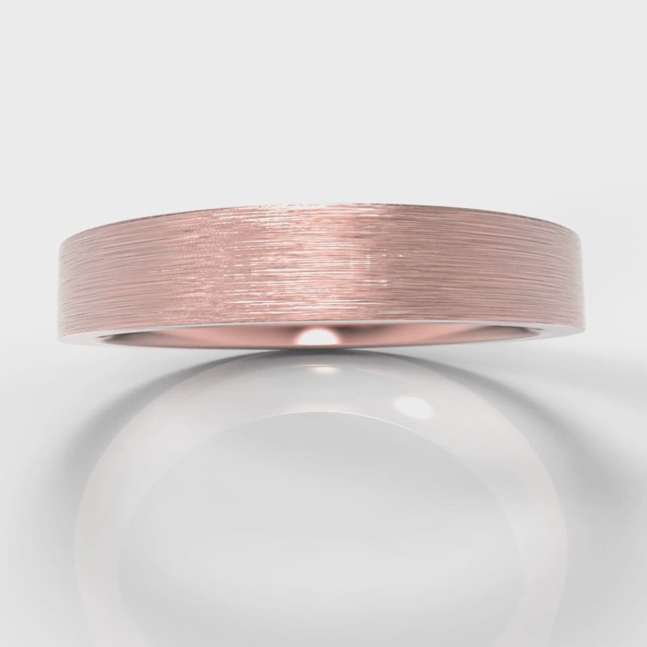 4mm Flat Top Comfort Fit Brushed Wedding Ring - Rose Gold