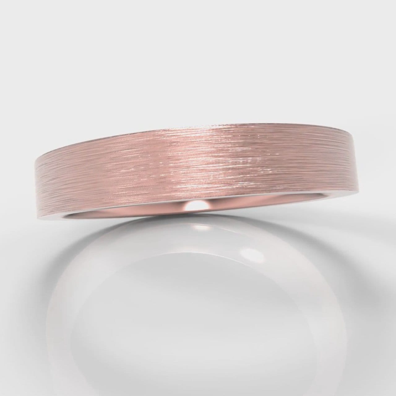 4mm Flat Top Comfort Fit Brushed Wedding Ring - Rose Gold