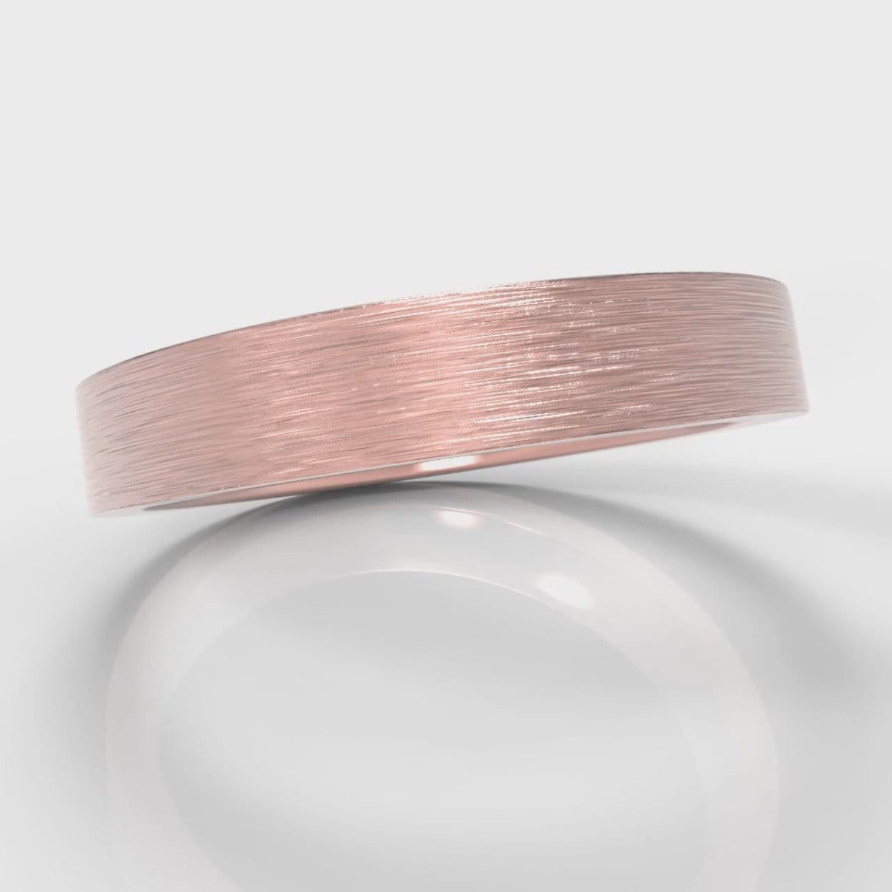 4mm Flat Top Comfort Fit Brushed Wedding Ring - Rose Gold