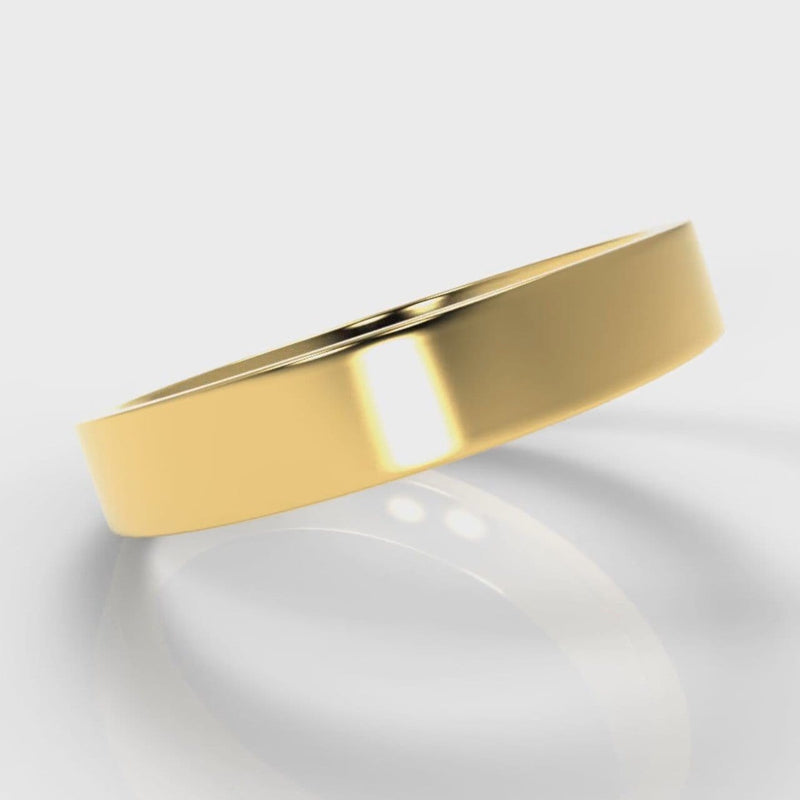 4mm Flat Top Comfort Fit Wedding Ring - Yellow Gold