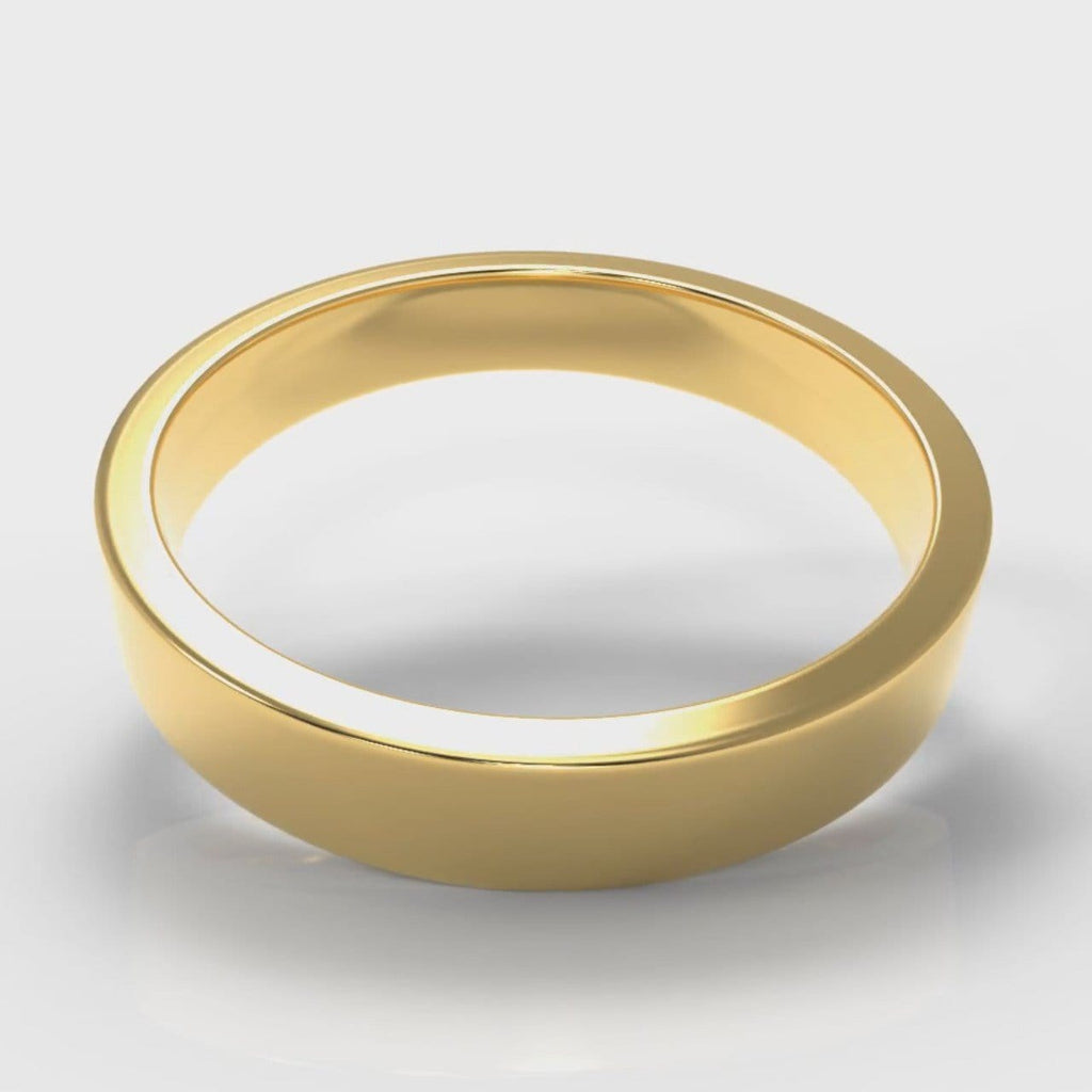 4mm Flat Top Comfort Fit Wedding Ring - Yellow Gold