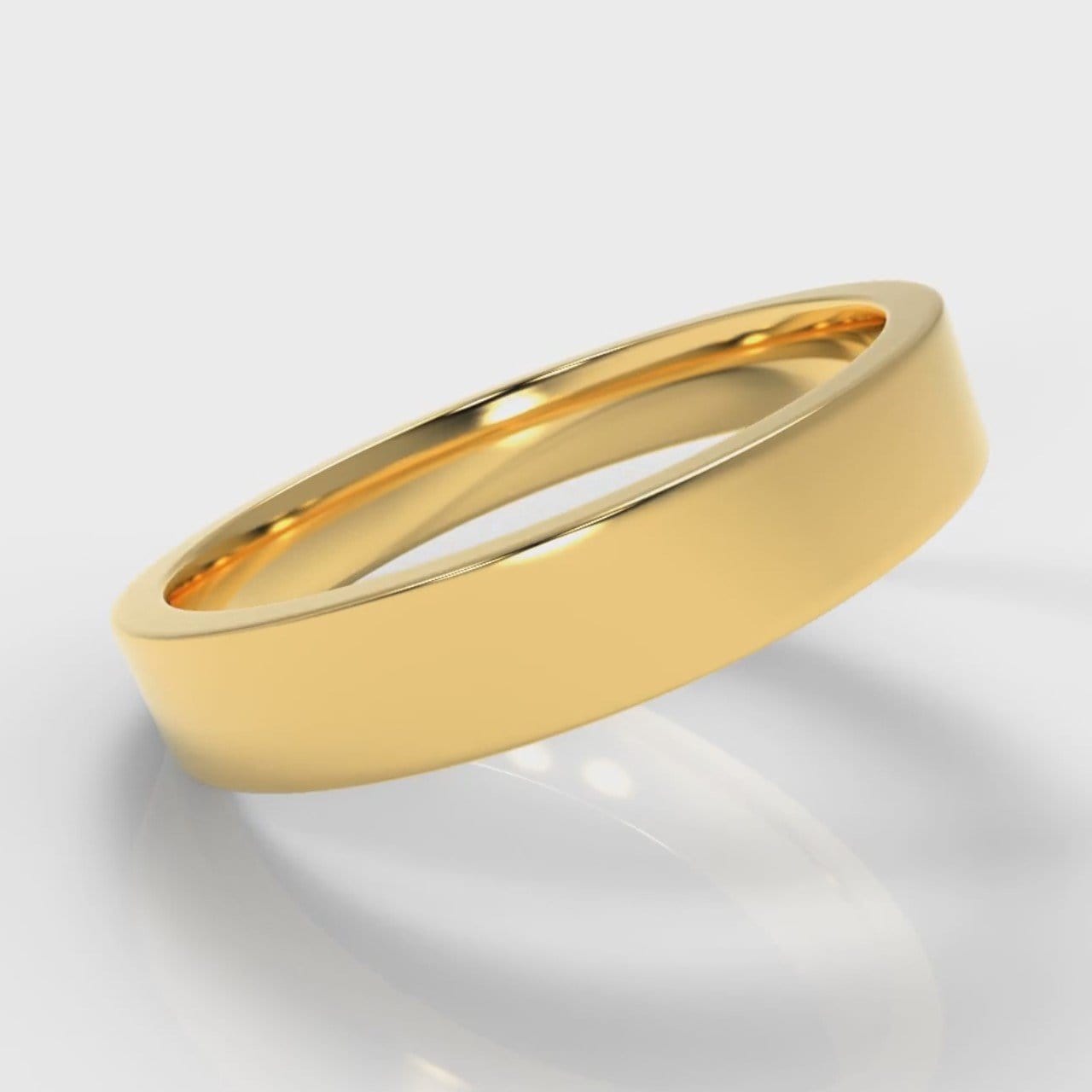 4mm Flat Top Comfort Fit Wedding Ring - Yellow Gold