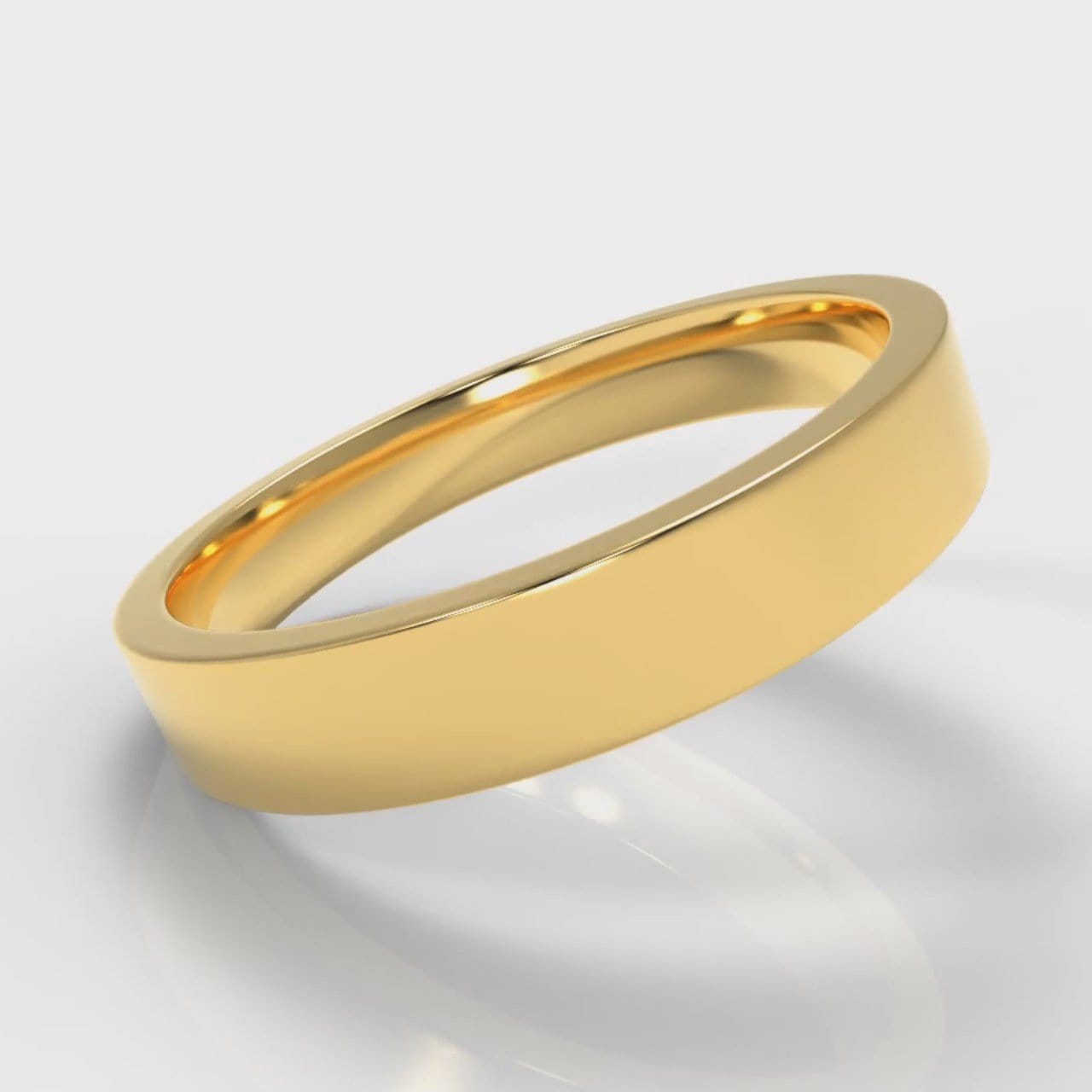 4mm Flat Top Comfort Fit Wedding Ring - Yellow Gold