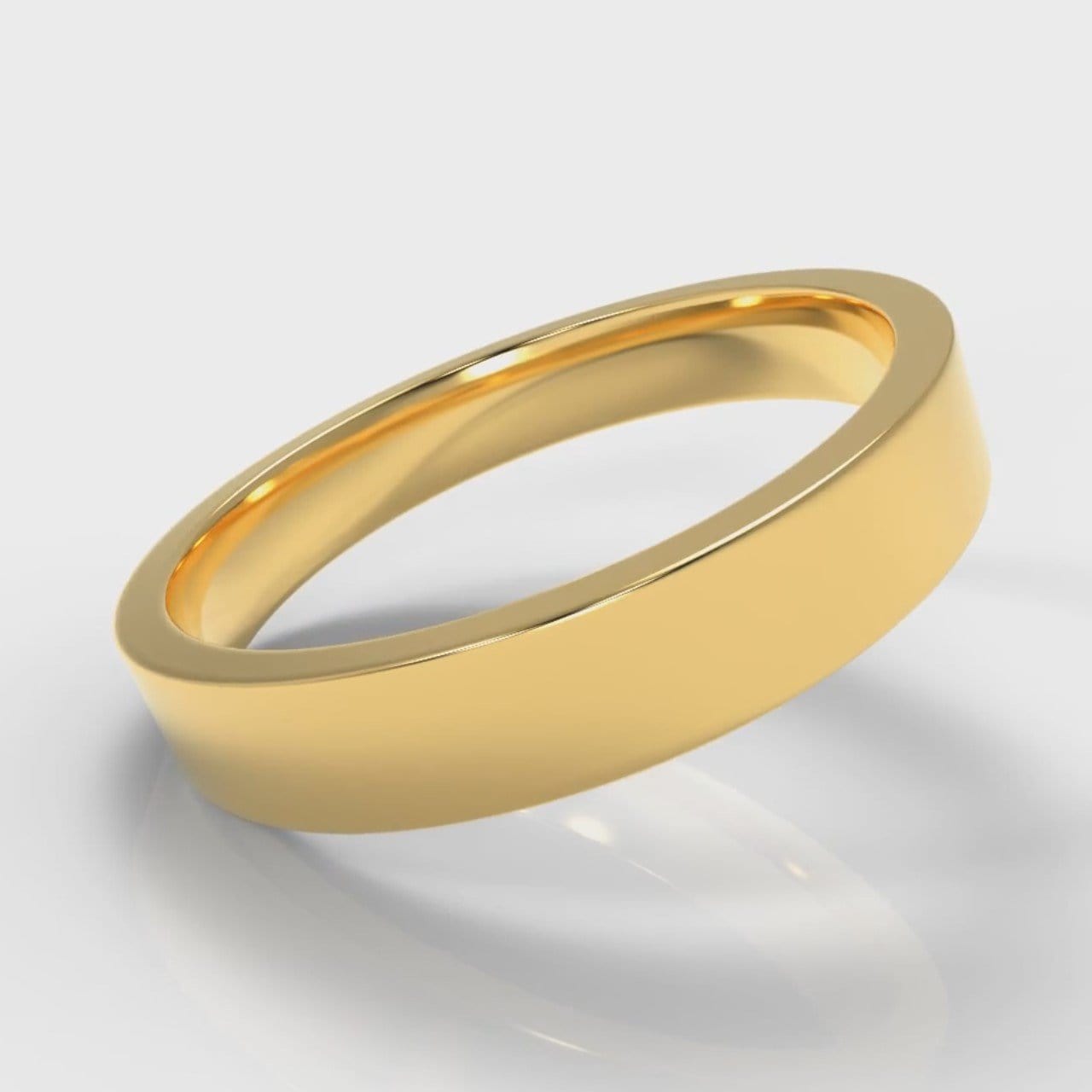 4mm Flat Top Comfort Fit Wedding Ring - Yellow Gold