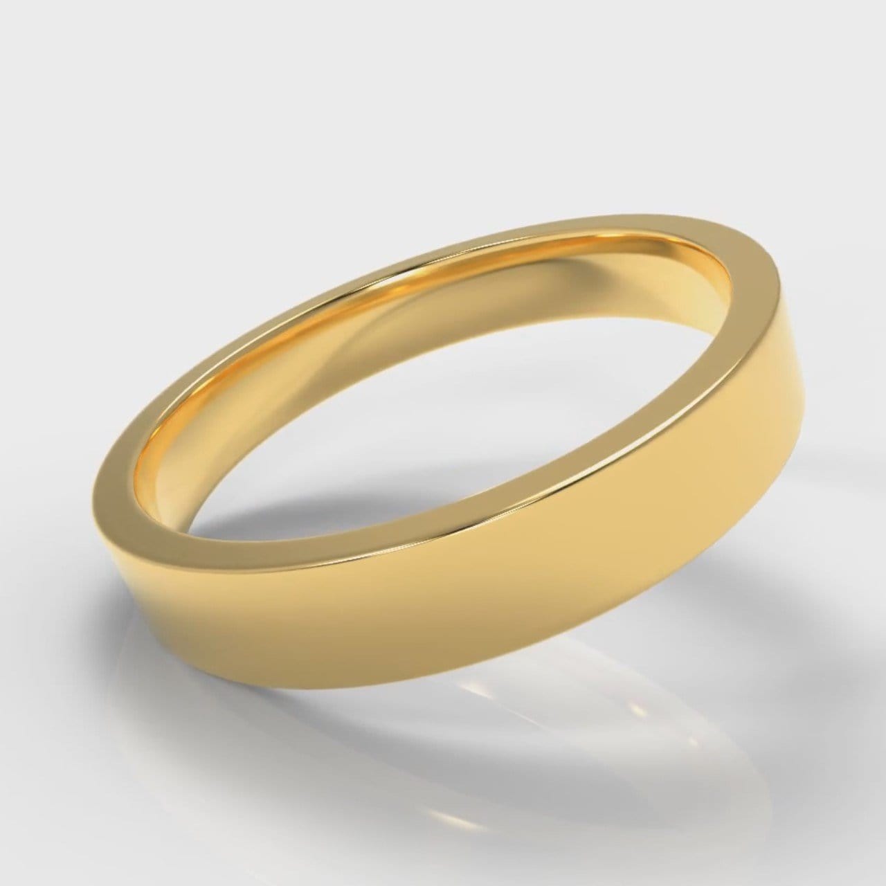 4mm Flat Top Comfort Fit Wedding Ring - Yellow Gold
