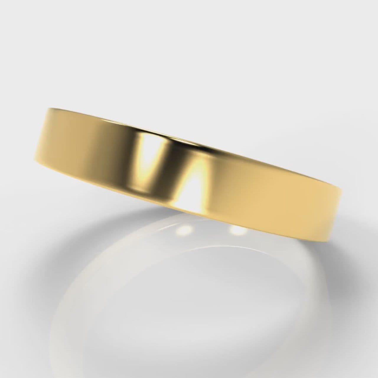 4mm Flat Top Comfort Fit Wedding Ring - Yellow Gold