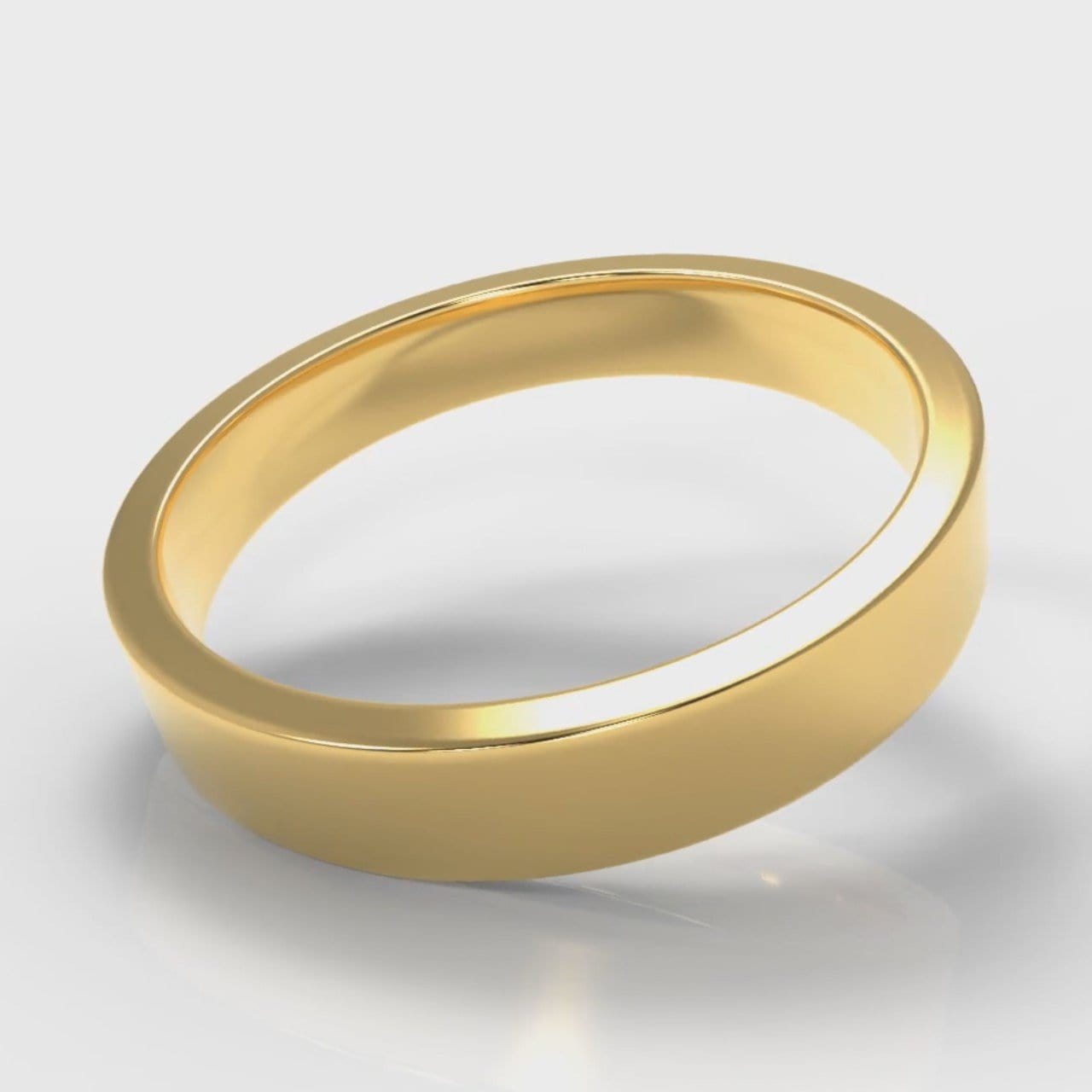 4mm Flat Top Comfort Fit Wedding Ring - Yellow Gold