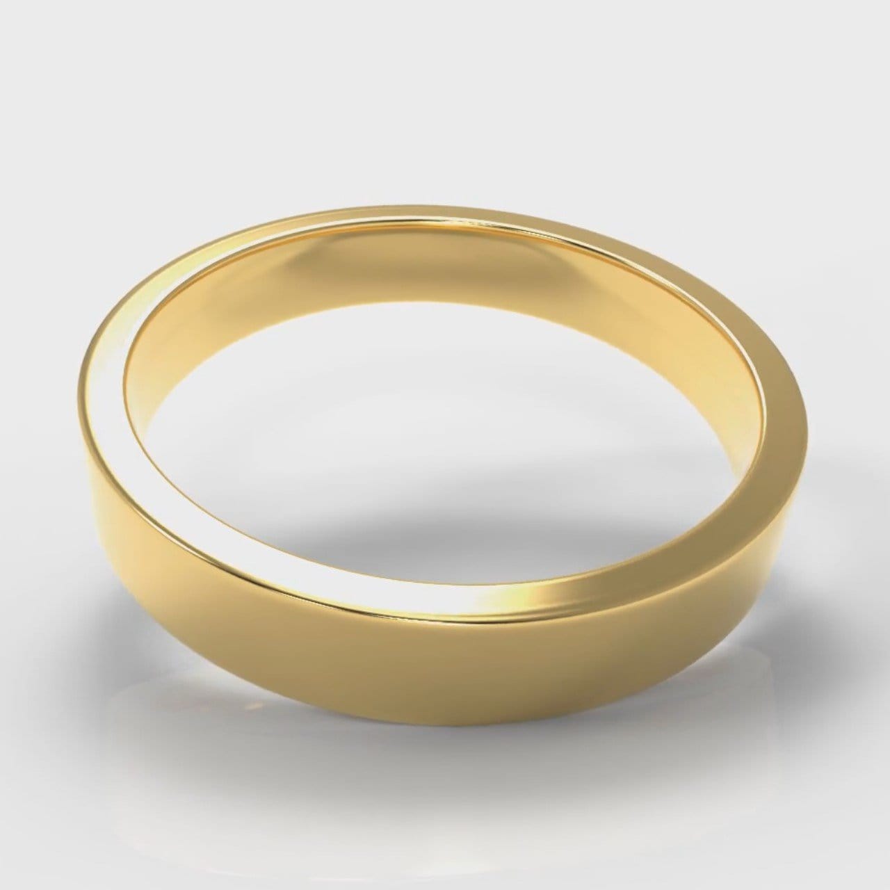 4mm Flat Top Comfort Fit Wedding Ring - Yellow Gold