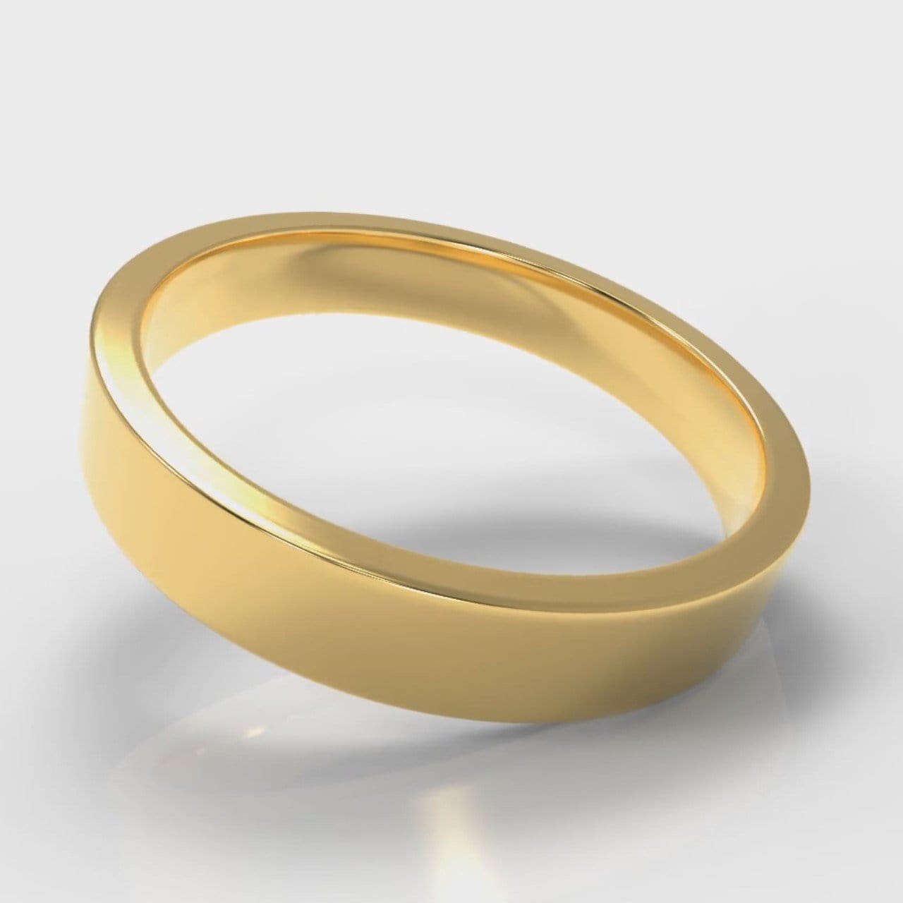 4mm Flat Top Comfort Fit Wedding Ring - Yellow Gold