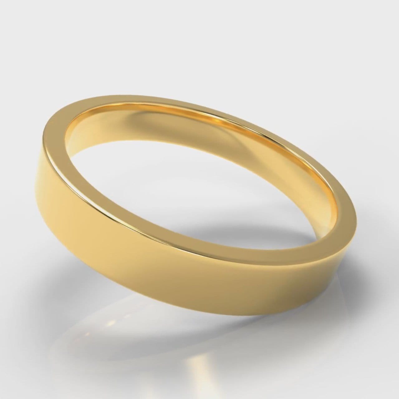 4mm Flat Top Comfort Fit Wedding Ring - Yellow Gold