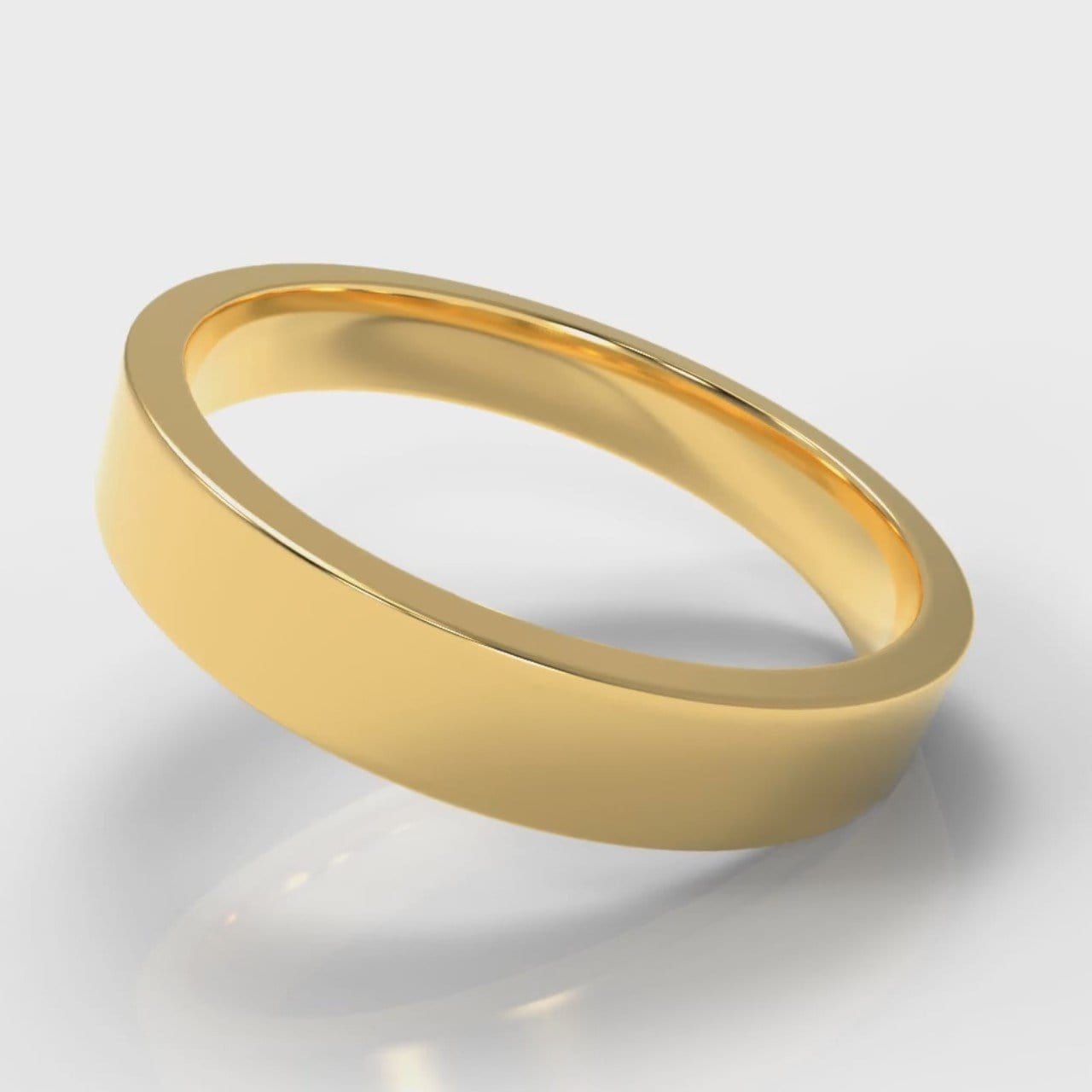 4mm Flat Top Comfort Fit Wedding Ring - Yellow Gold
