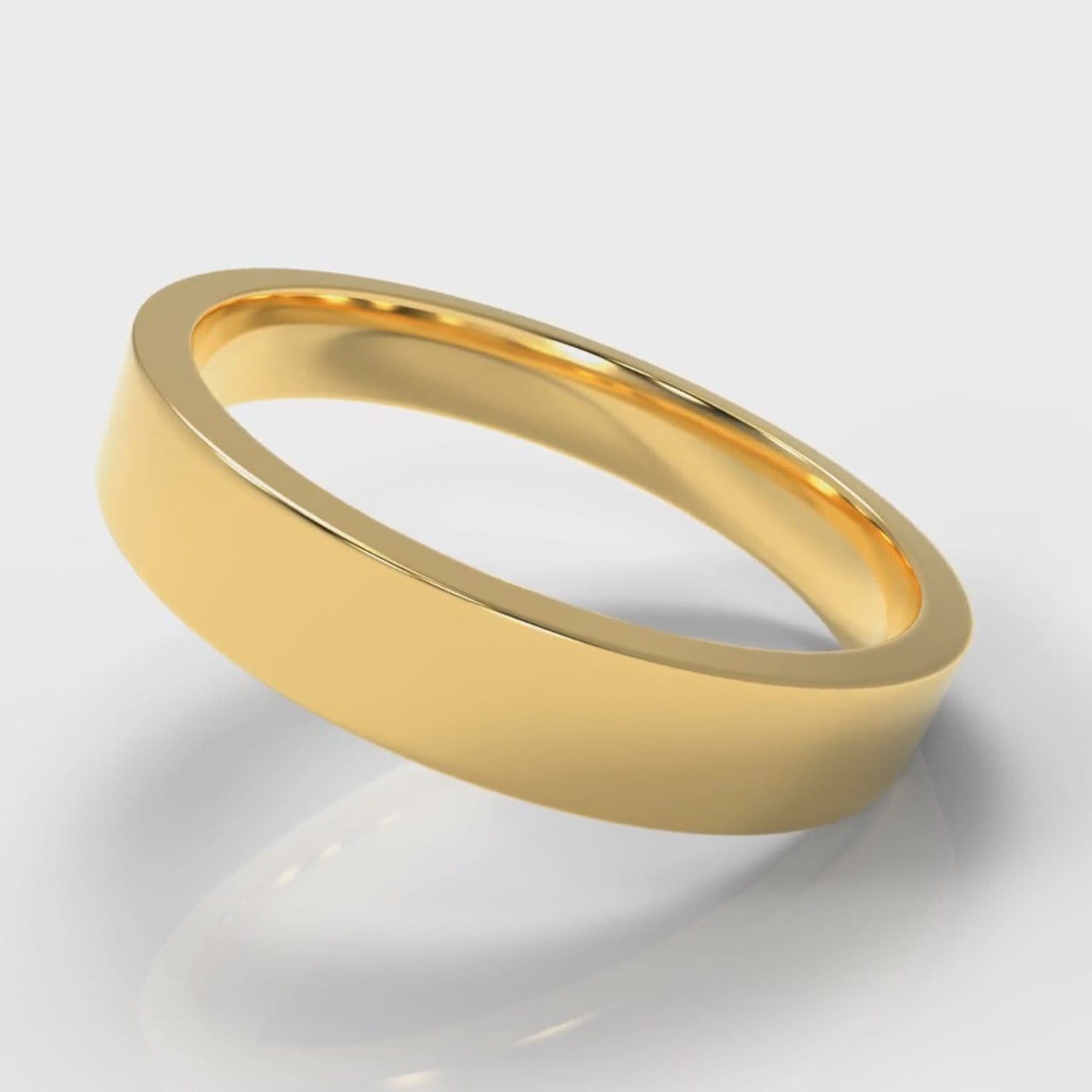 4mm Flat Top Comfort Fit Wedding Ring - Yellow Gold