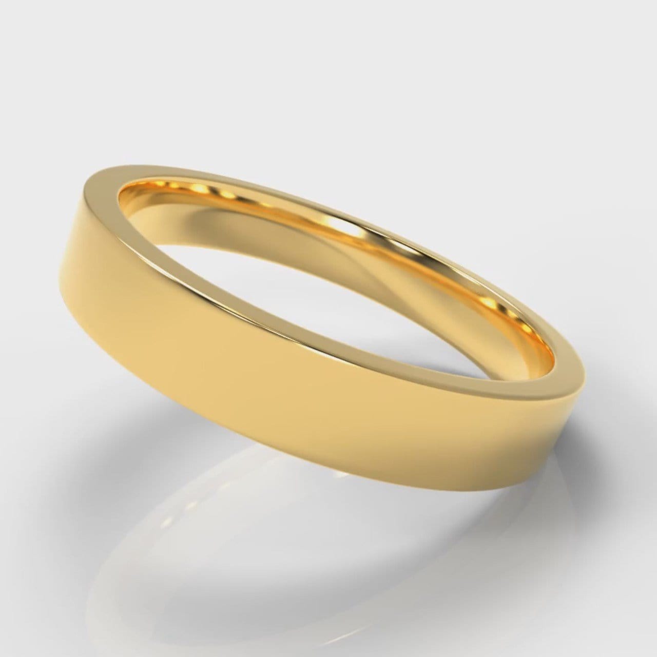 4mm Flat Top Comfort Fit Wedding Ring - Yellow Gold