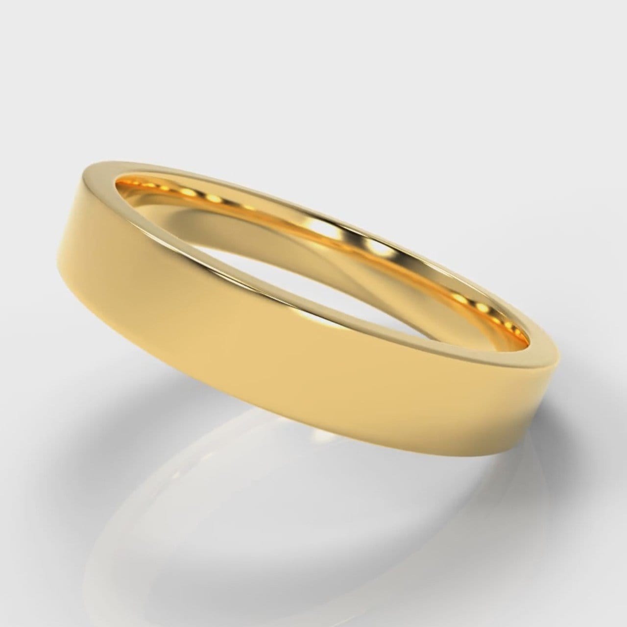 4mm Flat Top Comfort Fit Wedding Ring - Yellow Gold