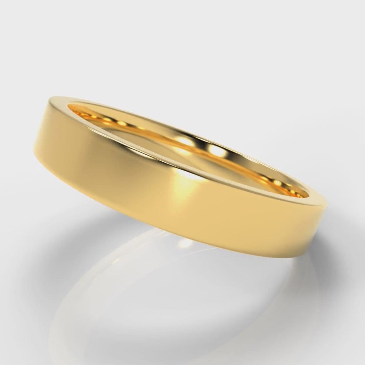 4mm Flat Top Comfort Fit Wedding Ring - Yellow Gold