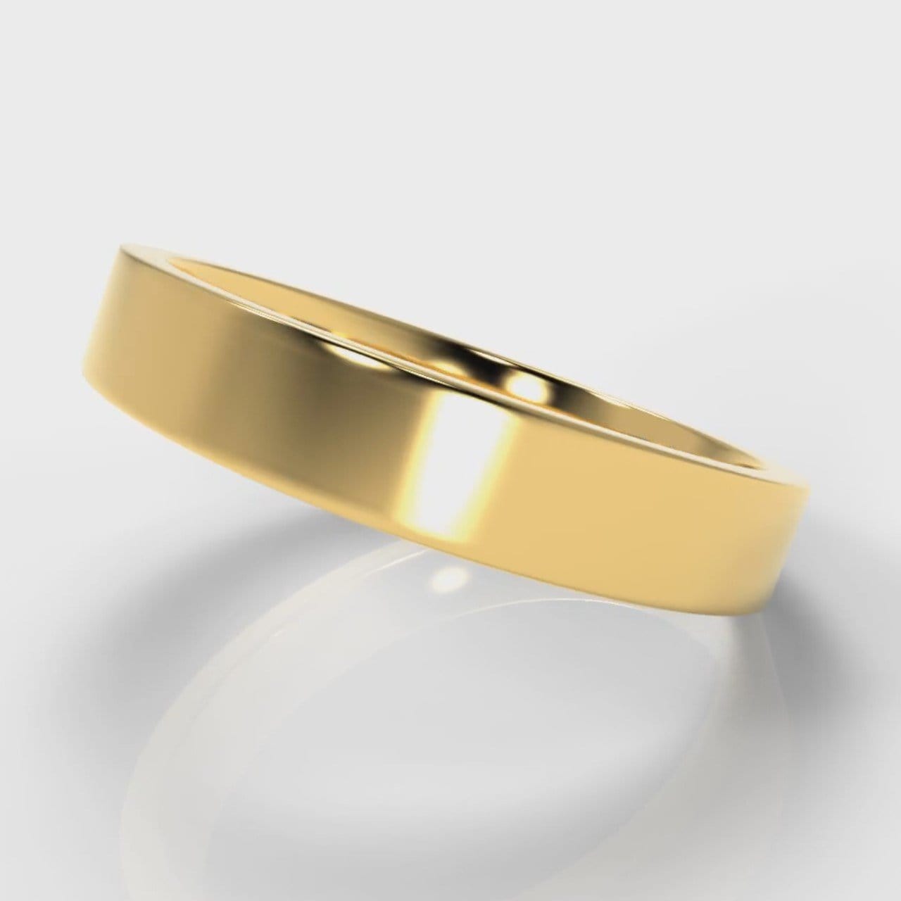4mm Flat Top Comfort Fit Wedding Ring - Yellow Gold