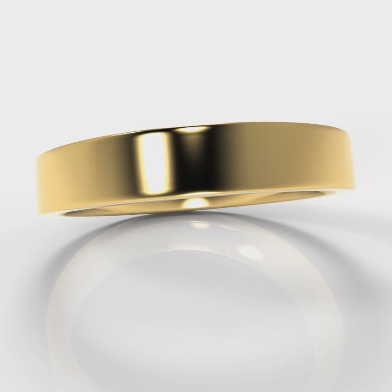 4mm Flat Top Comfort Fit Wedding Ring - Yellow Gold