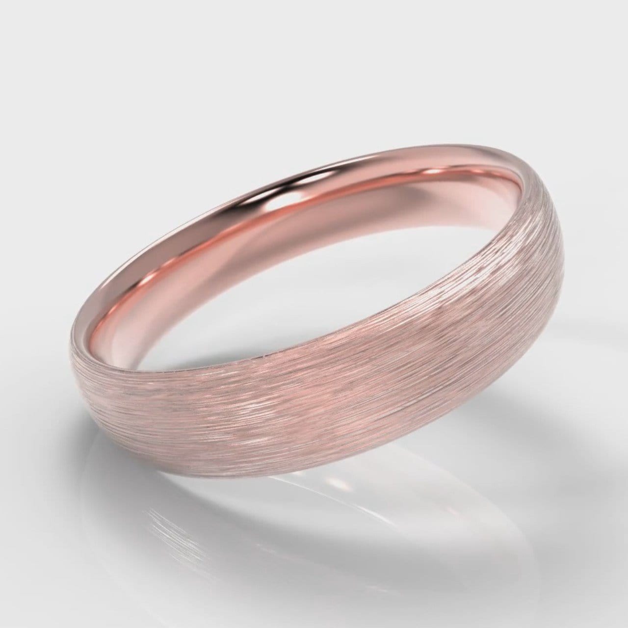 5mm Court Shaped Comfort Fit Brushed Wedding Ring - Rose Gold