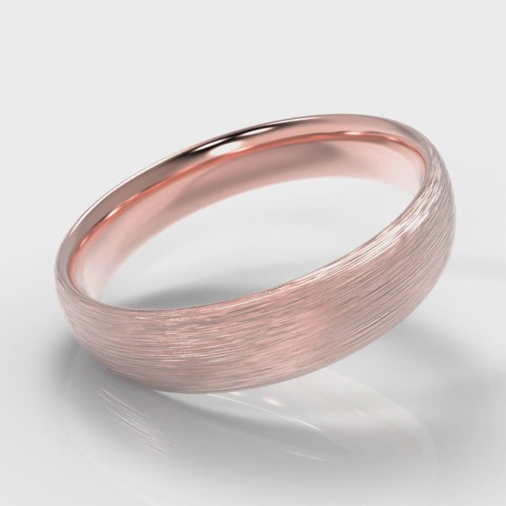 5mm Court Shaped Comfort Fit Brushed Wedding Ring - Rose Gold