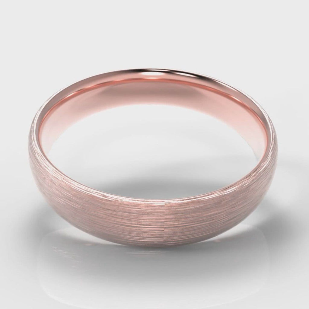 5mm Court Shaped Comfort Fit Brushed Wedding Ring - Rose Gold