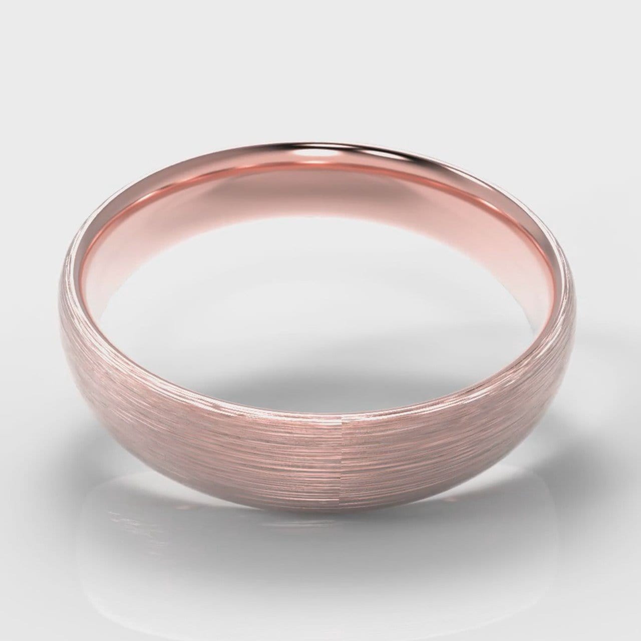 5mm Court Shaped Comfort Fit Brushed Wedding Ring - Rose Gold