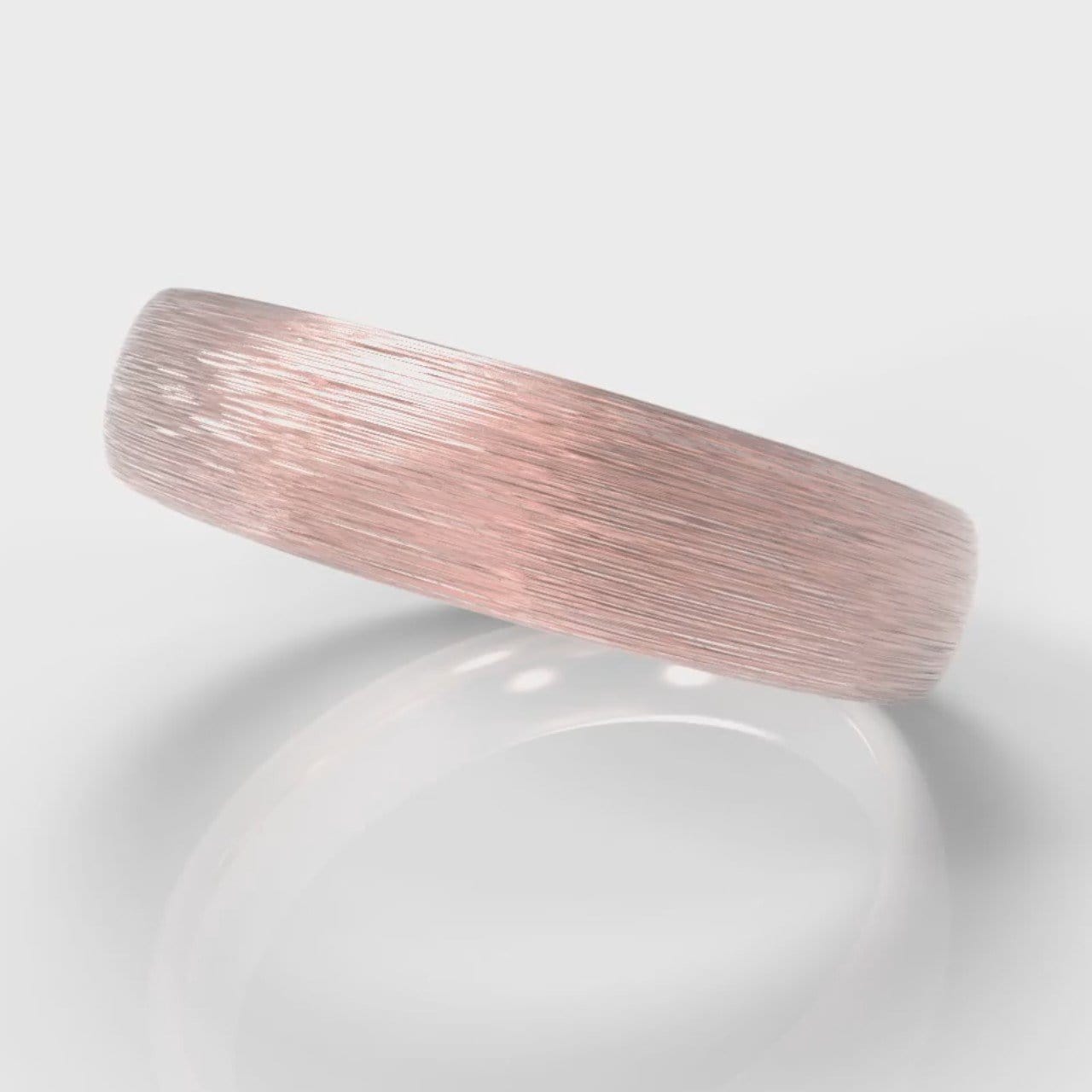 5mm Court Shaped Comfort Fit Brushed Wedding Ring - Rose Gold