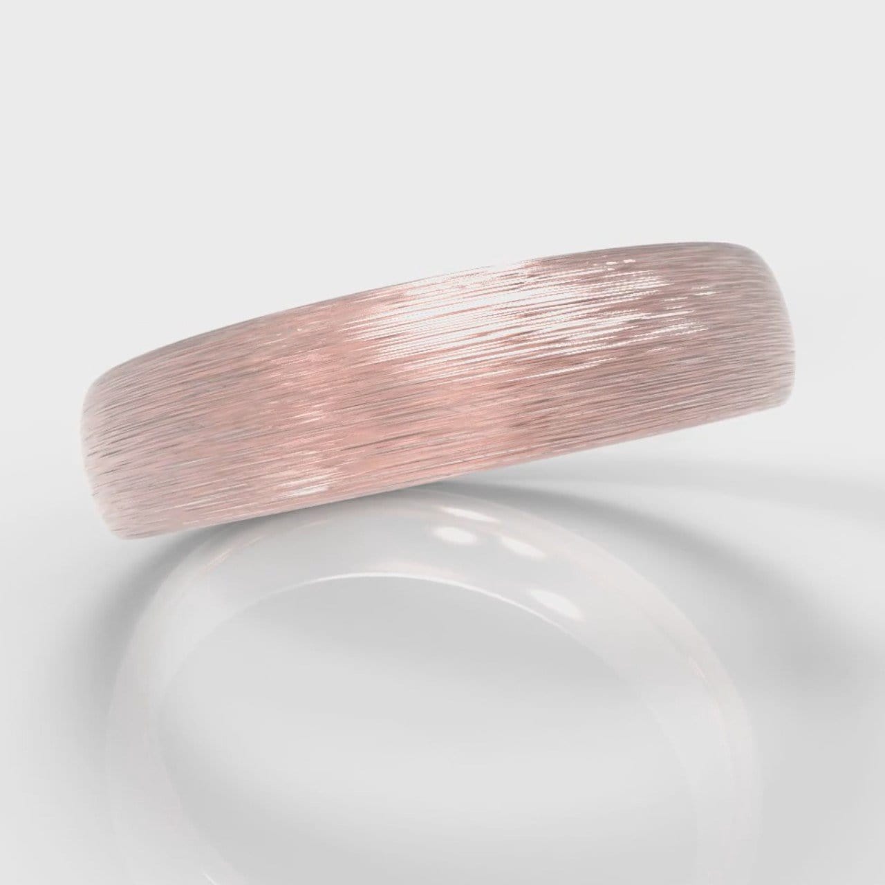 5mm Court Shaped Comfort Fit Brushed Wedding Ring - Rose Gold