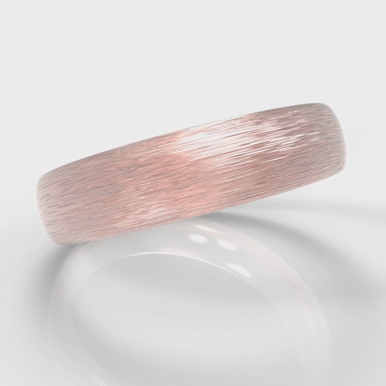 5mm Court Shaped Comfort Fit Brushed Wedding Ring - Rose Gold