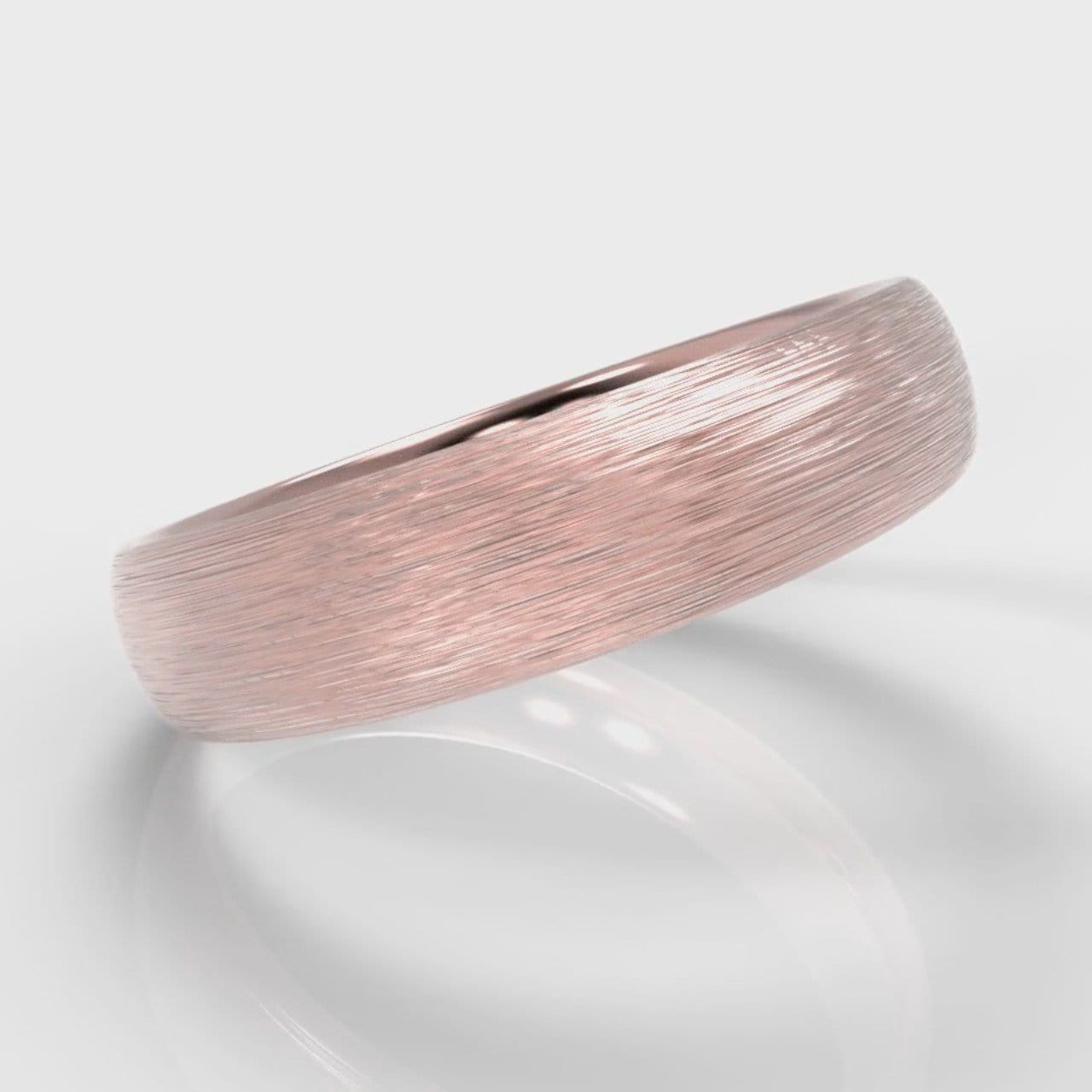 5mm Court Shaped Comfort Fit Brushed Wedding Ring - Rose Gold