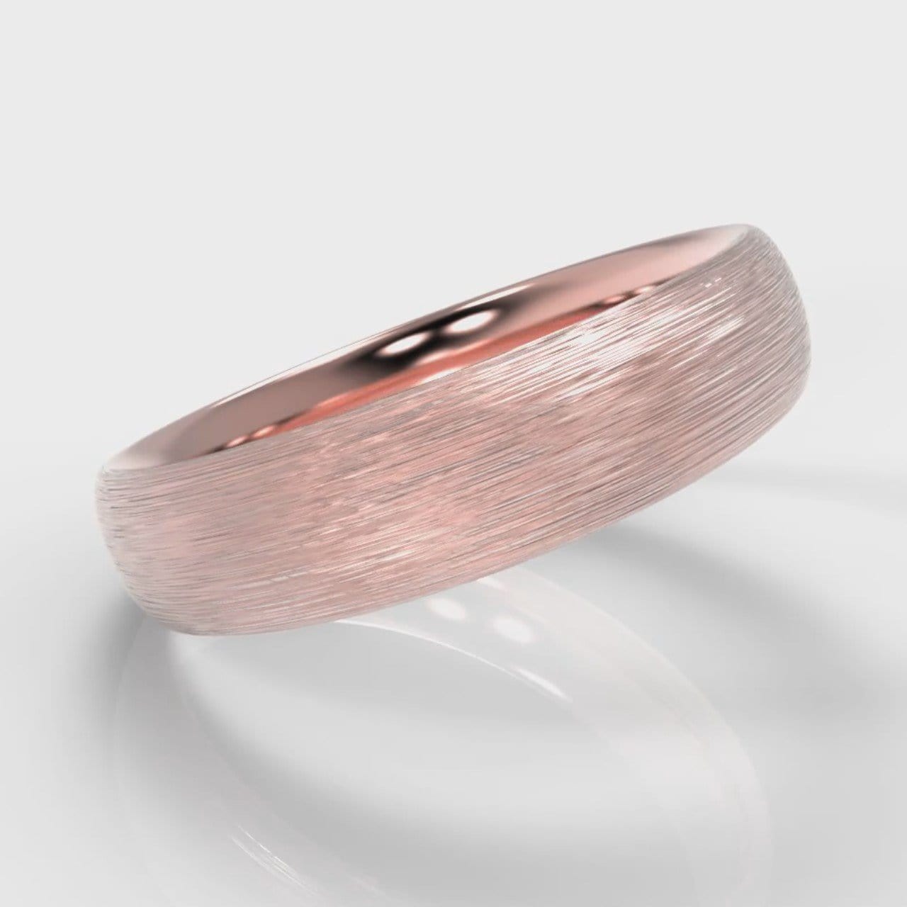 5mm Court Shaped Comfort Fit Brushed Wedding Ring - Rose Gold