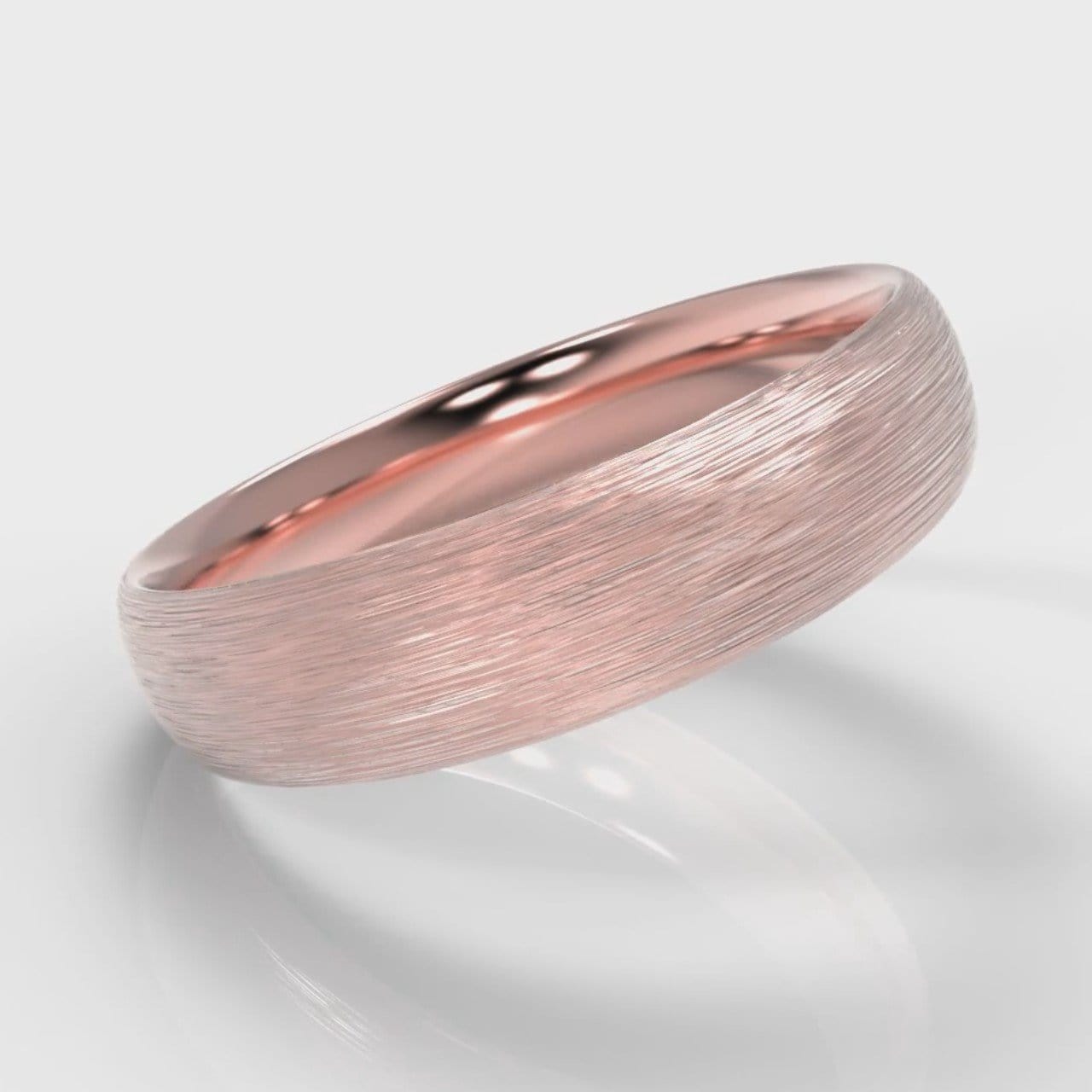 5mm Court Shaped Comfort Fit Brushed Wedding Ring - Rose Gold