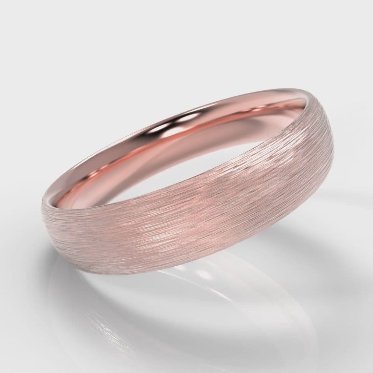 5mm Court Shaped Comfort Fit Brushed Wedding Ring - Rose Gold