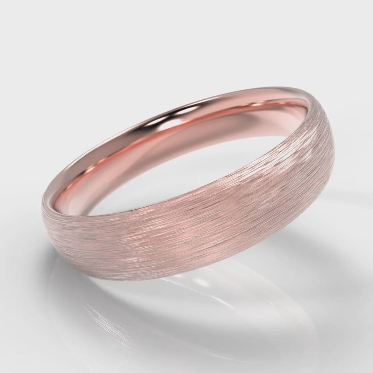5mm Court Shaped Comfort Fit Brushed Wedding Ring - Rose Gold